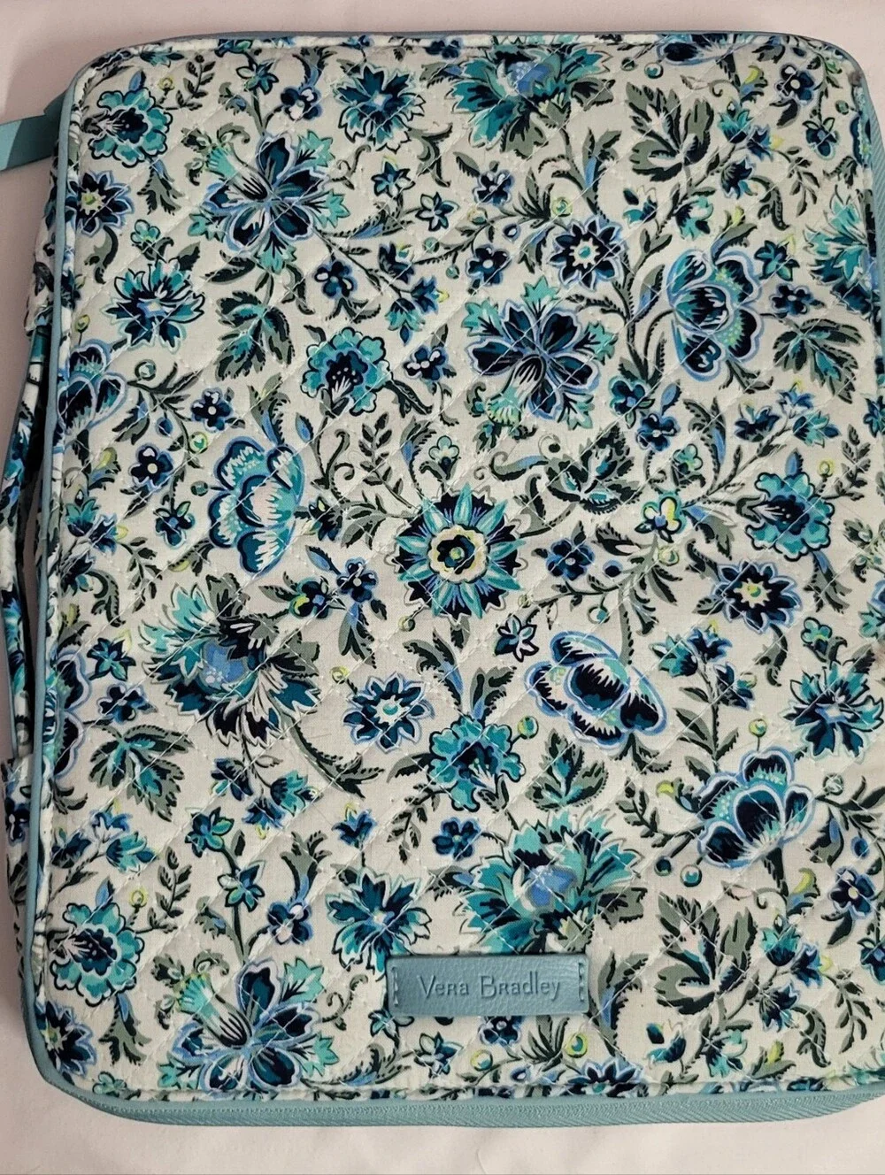 VERA BRADLEY Blue Cloud Vine Floral Zip-up School Organizer Folder Tech Case NEW